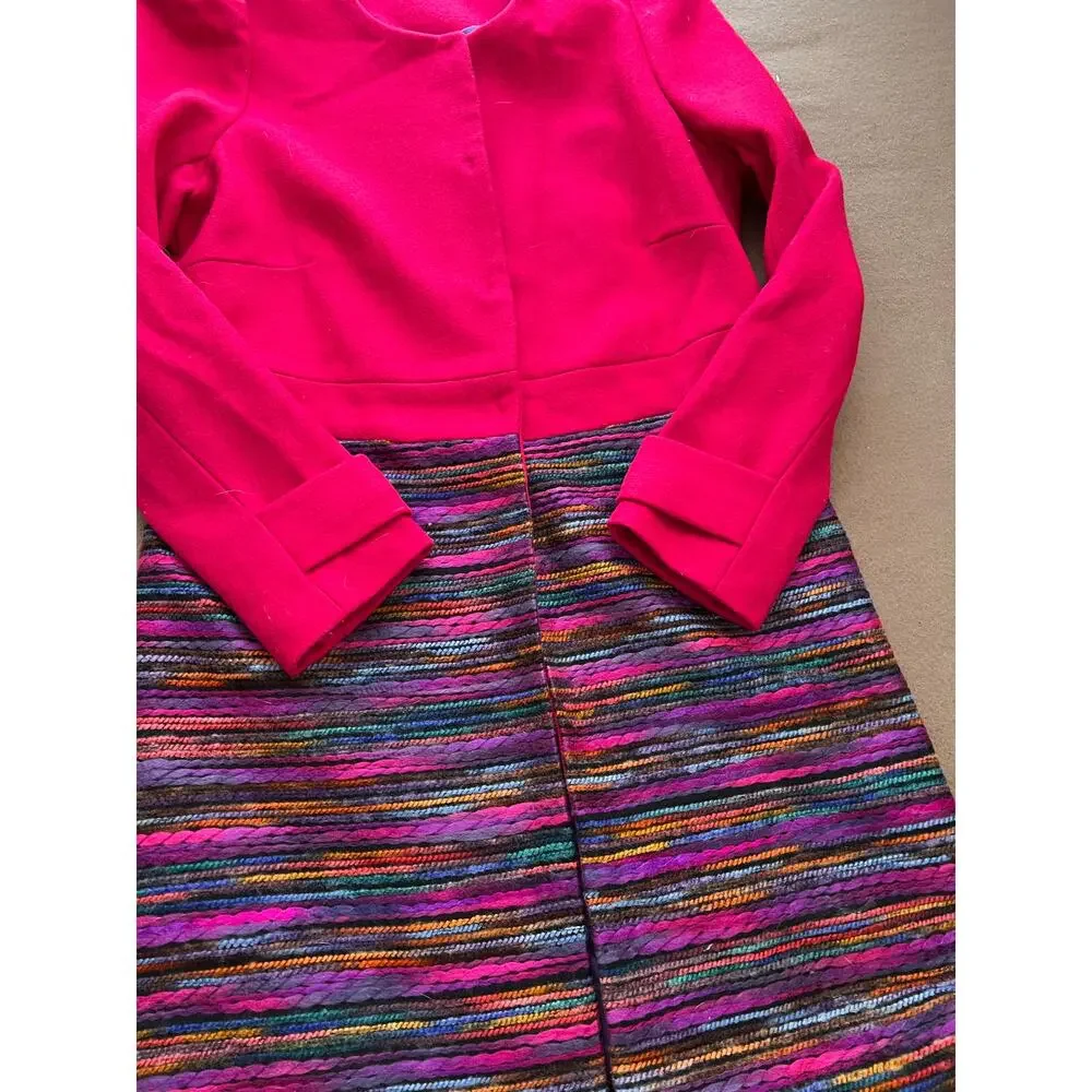 Jade Melody Tam Multi Color Pink Purple Wool Blend Coat Jacket Women's Small